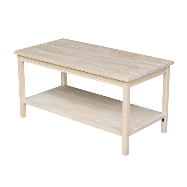 International Concepts Rectangle Portman Coffee Table, 36 in W X 18 in L X 18 in H, Wood, Unfinished OT-44